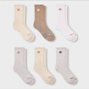 Champion Women's Assorted Crew Socks - White, Tan, Gray